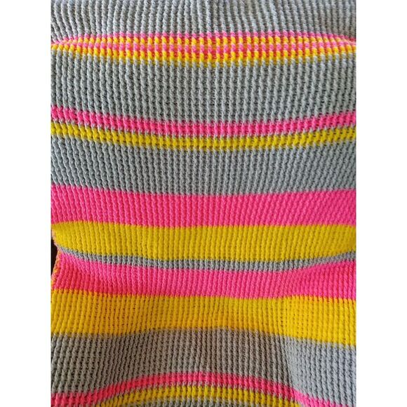 Multi color handmade afghan crochet throw blanket Hot 🔥 Pink, Grey, Yellow - Picture 4 of 5